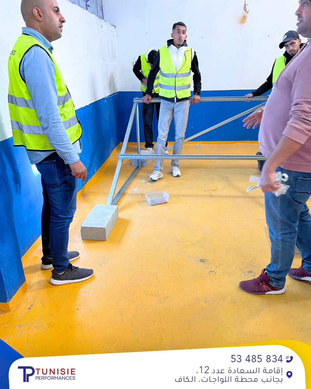 Trainees in safety gear during a practical session
